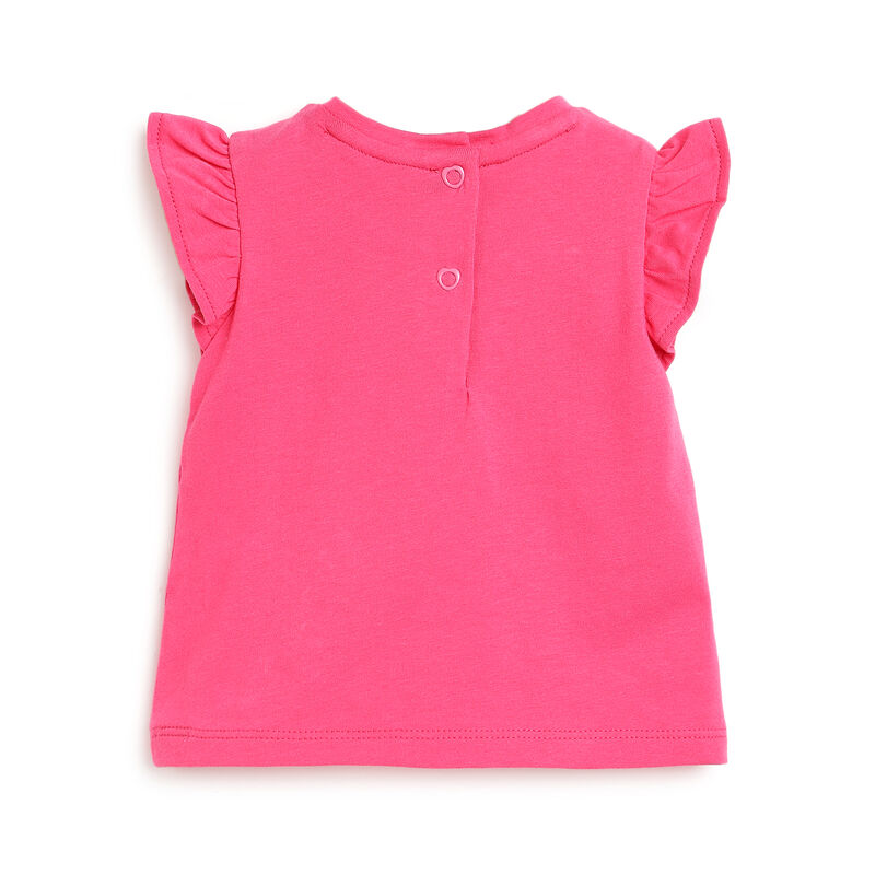 Girls Dark Pink Printed Short Sleeve T-Shirt image number null